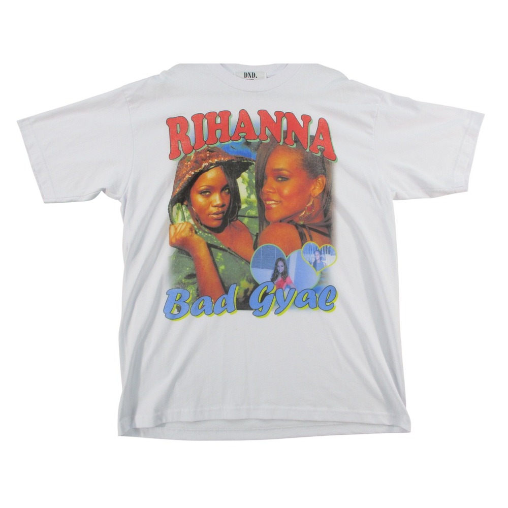DND by Ferris Rihanna Bad Gyal Graphic T-Shirt White Mens 2XL Streetwear Tee